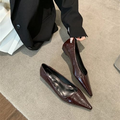 气质低跟浅口尖头单鞋女2025春秋新款法式复古一脚蹬通勤鞋工作鞋主图