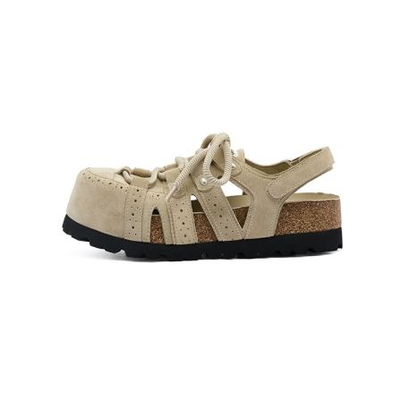 SugarSu/酥履26年春季新款休闲增高复古魔术贴罗马厚底勃肯鞋女