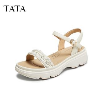 TATA他她2025夏新款厚底运动凉鞋休闲简约度假风沙滩凉鞋URZ02BL5