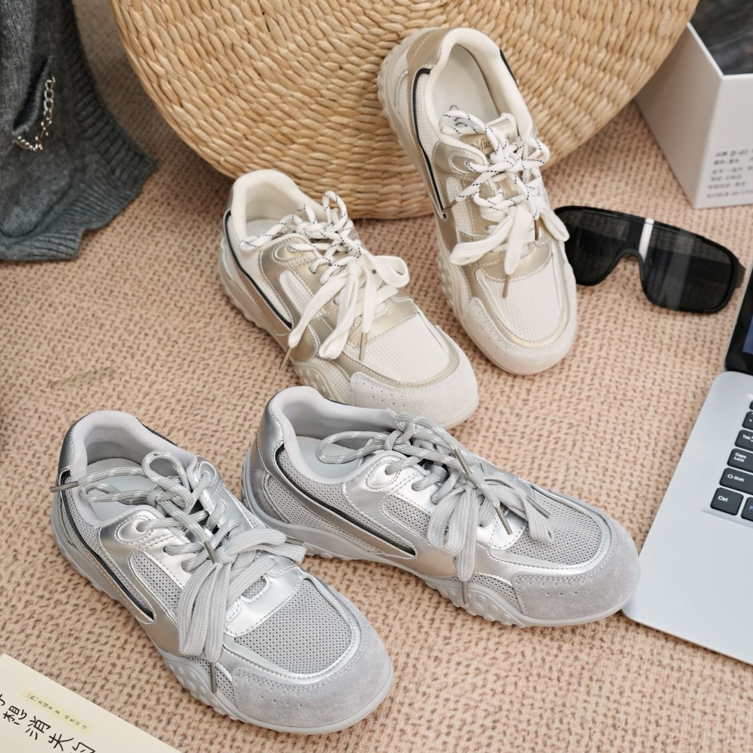 舒适透气休闲板鞋女冬新款轻便厚底时尚德训鞋 X 检 25168主图