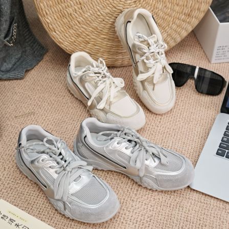 舒适透气休闲板鞋女冬新款轻便厚底时尚德训鞋 X 检 25168