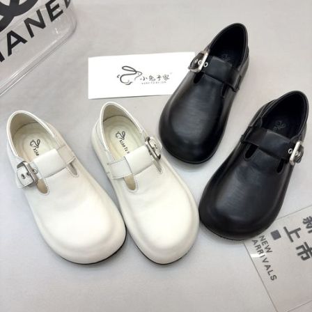 广州欧货【至简】早春圆头5cm魔术贴英伦厚底洋气乐福鞋28-57