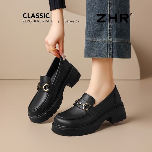 ZHR/则则真皮乐福鞋女2026春季新款厚底增高小皮鞋英伦风百搭单鞋主图