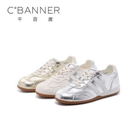 千百度时尚休闲鞋2026新款设计感简约舒适百搭潮流软底德训鞋