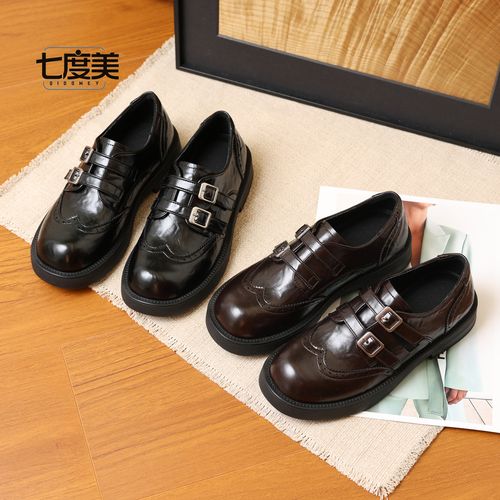 2026新款女乐福鞋复古厚底增高小皮鞋春轻便圆头布洛克玛丽珍单鞋主图