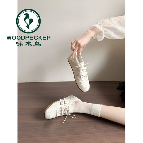 啄木鸟内增高芭蕾德训鞋2026春季新款方头系带休闲运动玛丽珍单鞋主图