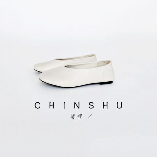 清舒【茄子鞋】高级感素面真皮奶奶鞋极简风方头浅口软面平底鞋6005主图