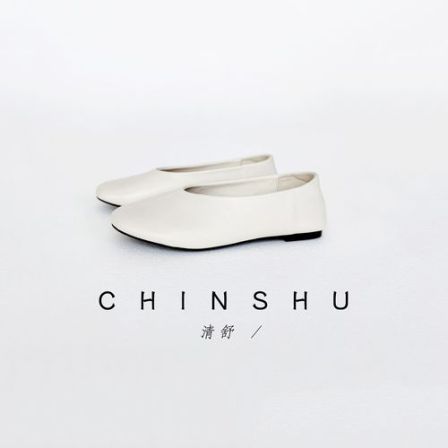 清舒【茄子鞋】高级感素面真皮奶奶鞋极简风方头浅口软面平底鞋6005