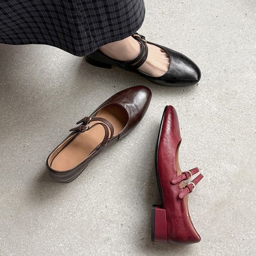 圆头方跟浅口单鞋复古风日常纯色2026年春季女鞋玛丽珍鞋主图