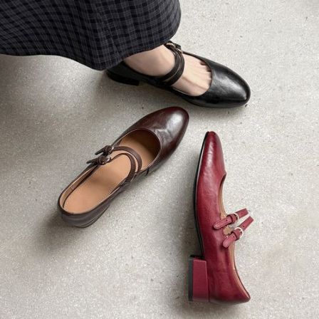 圆头方跟浅口单鞋复古风日常纯色2026年春季女鞋玛丽珍鞋