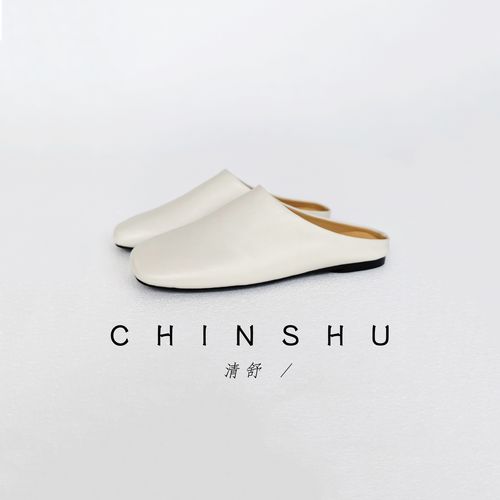清舒【奶豆拖】法式复古小羊皮浅口极简方头乐福鞋百搭平底拖鞋6006主图