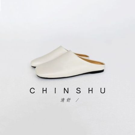 清舒【奶豆拖】法式复古小羊皮浅口极简方头乐福鞋百搭平底拖鞋6006