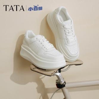 【粉彩风】TATA他她2026春新款休闲百搭板鞋厚底增高小白鞋GCD07AM6主图