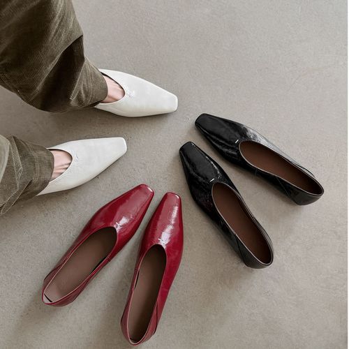 【唐唐家】新款方头真皮低跟奶奶鞋法式浅口平底内增高单鞋通勤百搭主图