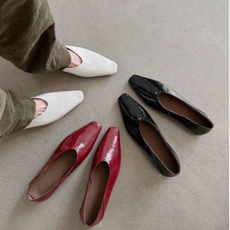 【唐唐家】新款方头真皮低跟奶奶鞋法式浅口平底内增高单鞋通勤百搭