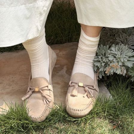 老钱系列“L*P乐福”进口羊反绒复古一脚蹬单鞋 53X809 Q姐