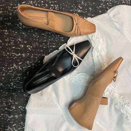 7002/跺脚入/牛皮里的天花板/水洗牛皮原杏色内增高玛丽珍单鞋