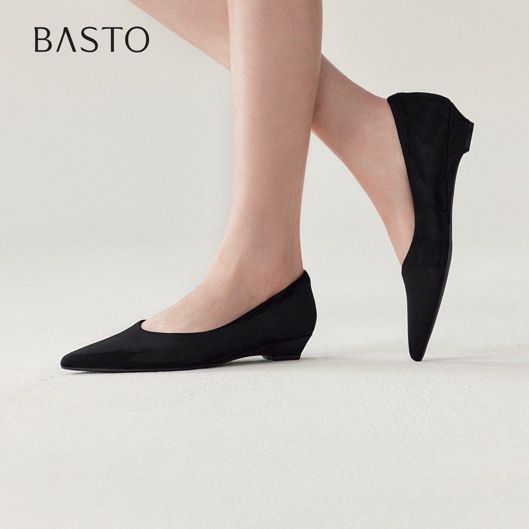 百思图2026春季新款浅口单鞋简约时尚复古粗跟尖头女鞋R6551AQ6主图