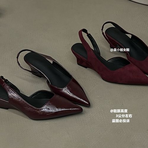 小坡跟！2026夏季新款尖头浅口侧空女鞋时尚百搭包头后绊带凉鞋主图