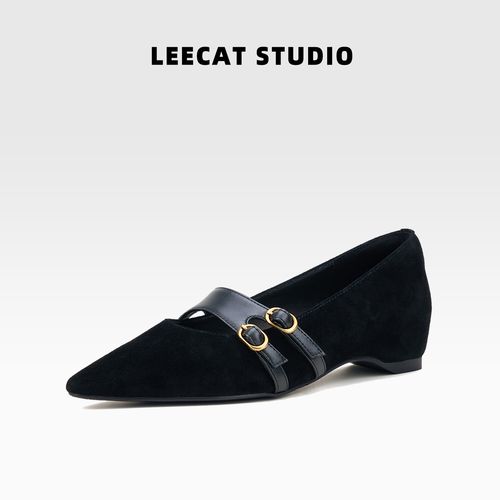 【大李专属】LeeCat Studio黑色粗跟尖头单鞋女2026春季新款时尚百搭女鞋主图