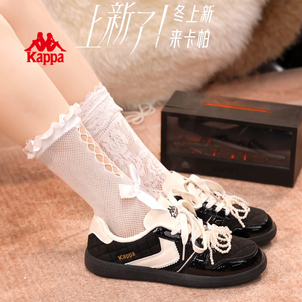 Kappa/卡帕德训鞋背靠背春季新款软底德训小皮鞋复古百搭时尚女鞋主图