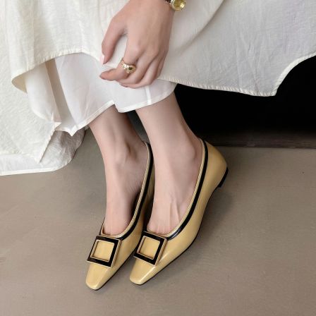 【Timelesss】2026春季设计师款牛皮气质百搭小方头内增高单鞋4cm