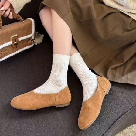 【温柔晚风】春季新款法式小众真皮平底单鞋女软皮仙女风奶奶鞋