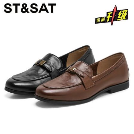 星期六英伦软面羊皮单鞋女士2026年新款小皮鞋平底舒适时尚乐福鞋