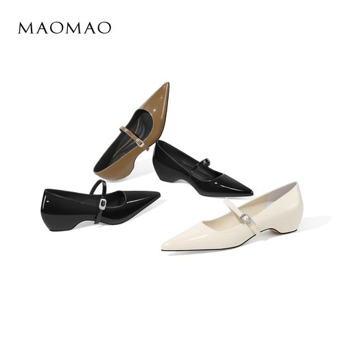 【跟高5cm】2026年春季新款一字带尖头内增高浅口中跟鞋时尚百搭女主图