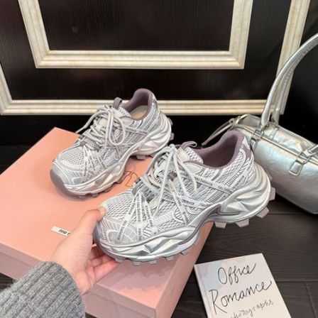 歌诗茵真皮休闲鞋女2026年新款春季网面透气老爹鞋百搭增高运动鞋