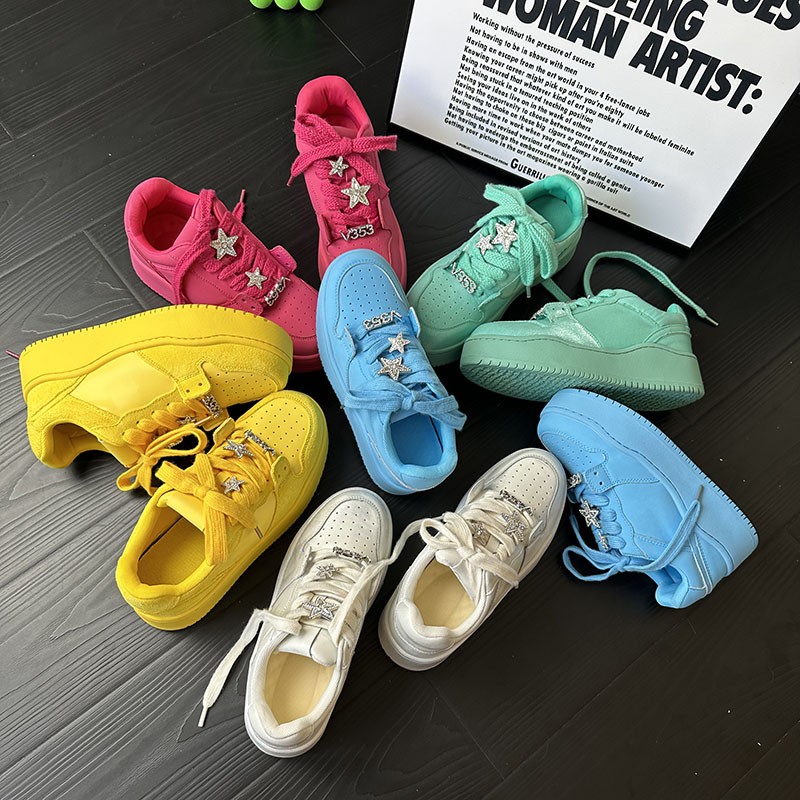 明星同款薄荷绿青春潮流女鞋24夏季新款面包鞋增高百搭休闲德训鞋主图