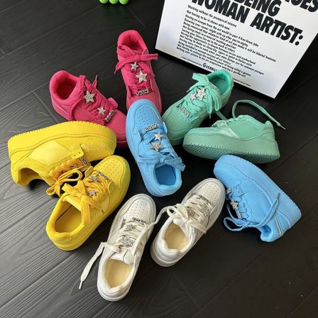 明星同款薄荷绿青春潮流女鞋24夏季新款面包鞋增高百搭休闲德训鞋