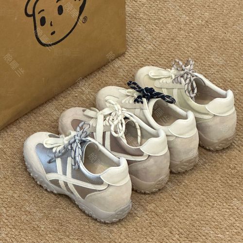 晚睡兰•内增高8cm牛皮版小个子德训鞋女2026新款系带百搭运动鞋女主图