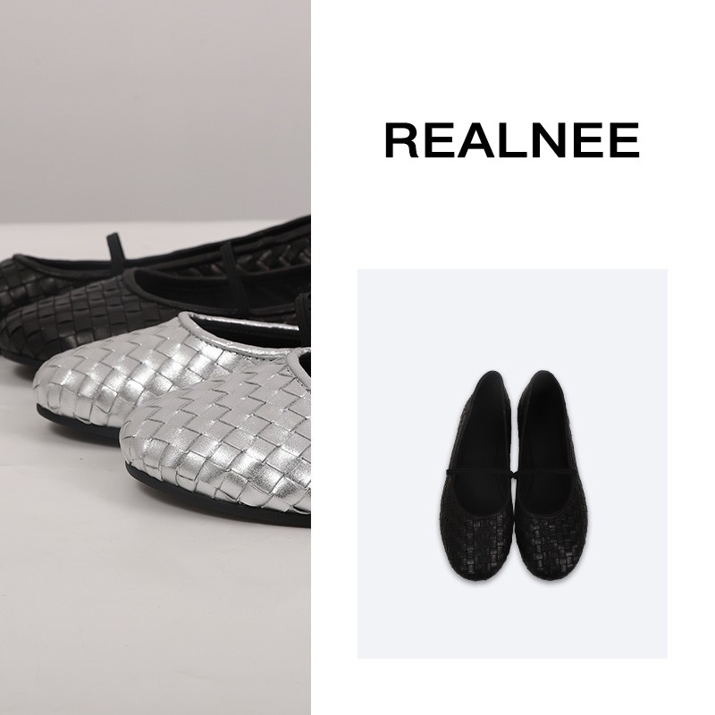 REALNEE【芭蕾舞者】BV头层牛皮编织单鞋手工高定玛丽珍鞋X0803主图