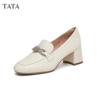 【欧若假日风】TATA他她方跟乐福鞋女英伦风女款通勤7BC24AA5主图