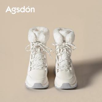 /奥古狮登加绒雪地靴女2026新款春季厚底保暖棉鞋户外运动短靴子Q