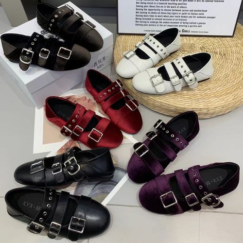 广州欧货【洋流】早春萌头真皮丝绒3cm魔术贴复古气质百搭松糕鞋主图