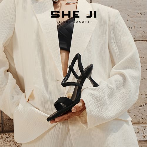 SHEJI奢季胎羊皮内里显瘦手工高跟凉鞋主图