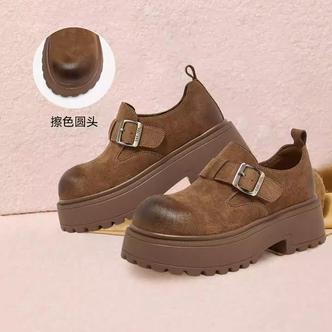 百思图2025春季新款勃肯鞋时尚休闲复古粗跟女单鞋D3727AM6主图