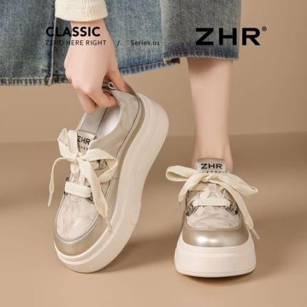 ZHR/则则厚底小白鞋2026春季新款小个子时尚百搭休闲鞋平底德训鞋