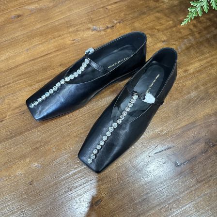 「利琪高订」国风时尚真皮气质方头百搭平底钉钻单鞋CB845