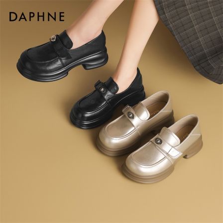 达芙妮时尚乐福鞋2026早春通勤约会厚底增高百搭英伦风一脚蹬单鞋