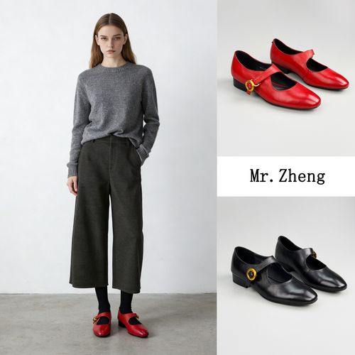 Mr.Zheng/2.5cm/头层牛皮一字带玛丽珍鞋2026年春季新款真皮单鞋主图