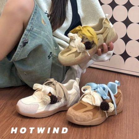 Hotwind/热风2026新款甜美风德训鞋运动休闲鞋百搭透气单鞋女