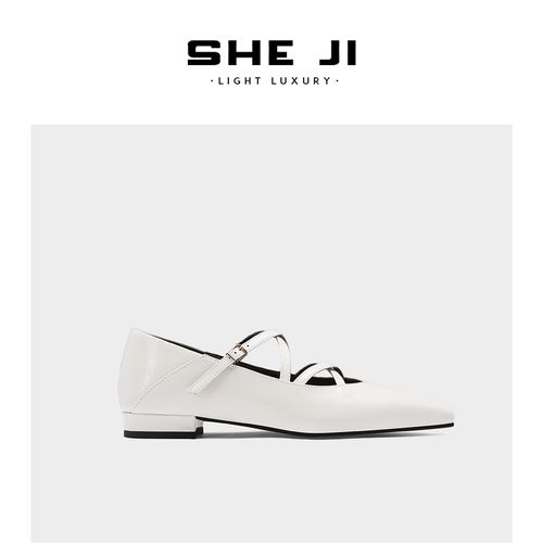 SHEJI奢季  进口软油牛皮时尚芭蕾交叉带式单鞋主图