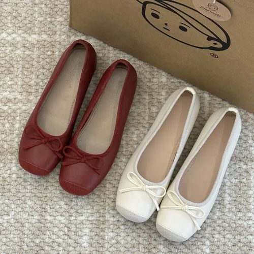晚睡兰·4.5cm内增高尖头复古芭蕾舞鞋红色蝴蝶结单鞋法式女鞋子主图
