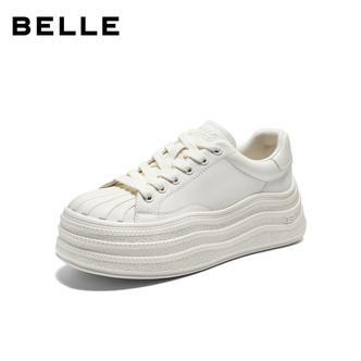 百丽简约百搭贝壳头小白鞋女2026春新厚底增高休闲板鞋B3076AM6