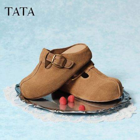 TATA他她2026春新款复古厚底勃肯鞋女时尚百搭一脚蹬拖鞋CLD01AH6