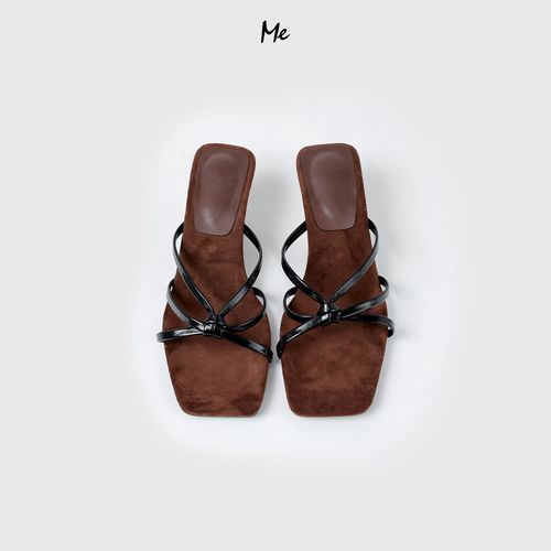 ME【罗马鞋】法式纯欲方头坡跟凉鞋百搭时尚休闲小高跟鞋子MEHS0690主图