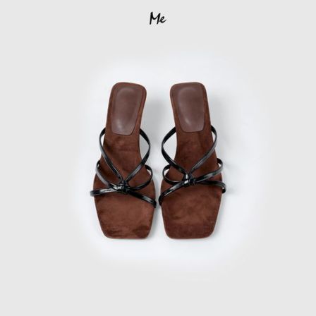 ME【罗马鞋】法式纯欲方头坡跟凉鞋百搭时尚休闲小高跟鞋子MEHS0690
